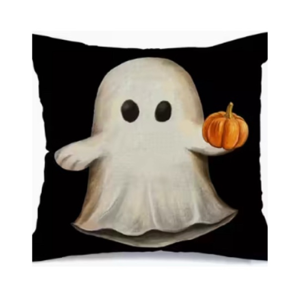 Halloween Spooky Ghost With Pumpkin Pillow Cover